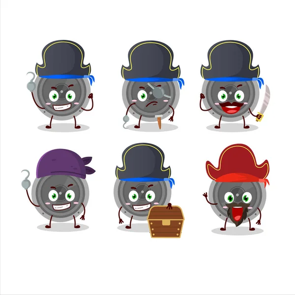 Cartoon-Charakter des Lautsprechers mit verschiedenen Piraten-Emoticons — Stockvektor