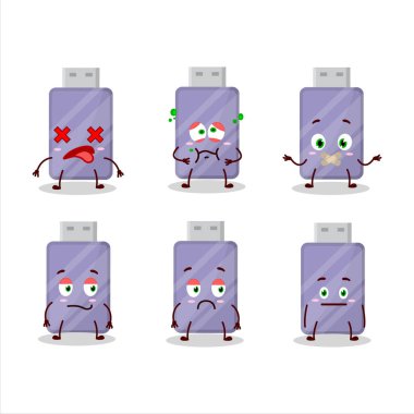 Flashdisk karakteri ile karakterli bir flaş disk çizimi. Vektör illüstrasyonu