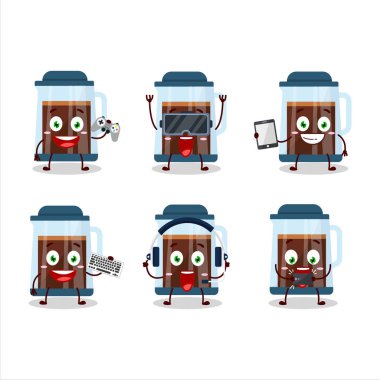 Fransız basın çizgi filmi karakteri çeşitli şirin ifadelerle oyunlar oynuyor. Vektör illüstrasyonu