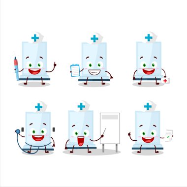 Uçak çizgi film karakteri olan doktor mesleği simgesi. Vektör illüstrasyonu