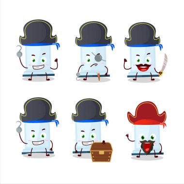 Çeşitli korsan ifadeleri olan bir uçak karakteri. Vektör illüstrasyonu.