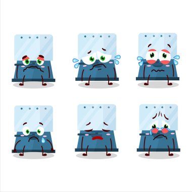 Üzgün yüzlü otomatik espresso kahve çizgi film karakteri