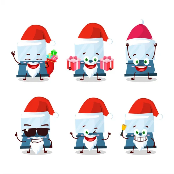 Emoticones de Santa Claus con personaje de dibujos animados de café expreso automático — Vector de stock