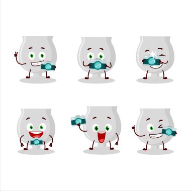 Gümüş kupa çizgi film karakteri ile fotoğrafçılık mesleği simgesi