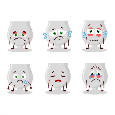 Gümüş kupa karikatür karakteri hüzünlü bir ifadeyle