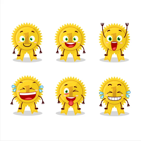 Çizgi film karakteri, altın madalya kurdelesi ve gülümseme ifadesi.