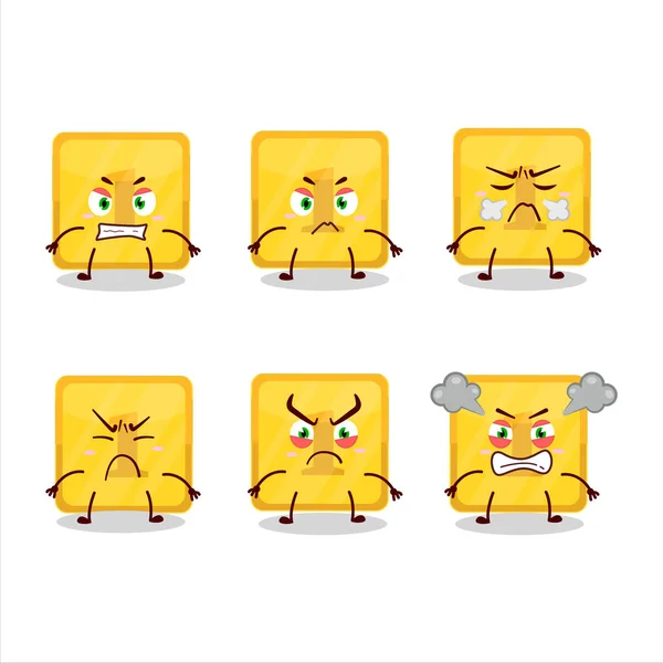 様々な怒りの表現を持つゴールド最初のボタン漫画のキャラクター — ストックベクタ