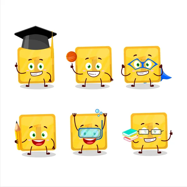様々な表情を持つ金第一ボタン漫画のキャラクターの学校の学生 — ストックベクタ