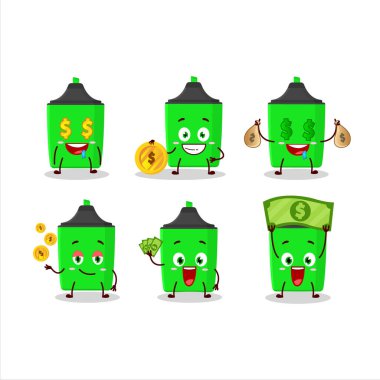 Yeni yeşil çizgili çizgi film karakteri şirin ifadeli para getiriyor