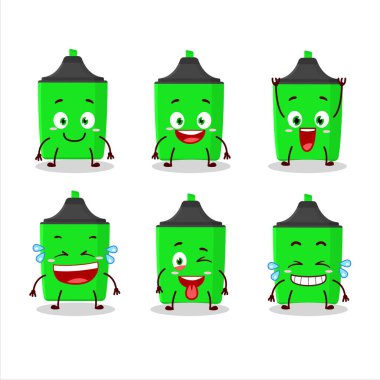 Gülümseme ifadeli yeni yeşil fosforlu kalem karakteri. Vektör illüstrasyonu