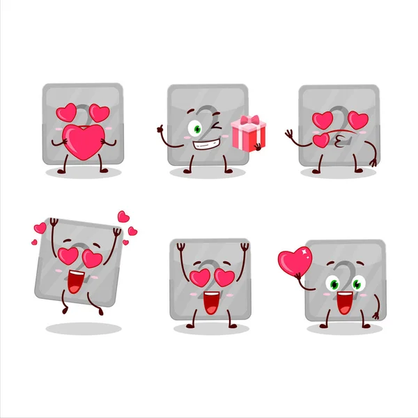 Silver first button cartoon character with love cute emoticon — Stock Vector