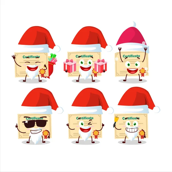 Emoticons de Papai Noel com papel de certificado personagem de desenho animado — Vetor de Stock