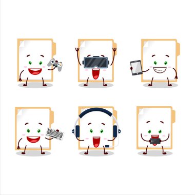 Kahverengi manila çizgi film karakteri çeşitli şirin duygu simgeleriyle oyunlar oynuyor