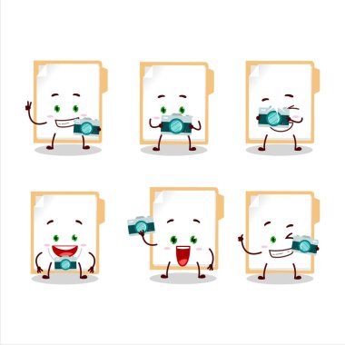 Kahverengi manila çizgi film karakteri ile fotoğrafçılık mesleği simgesi