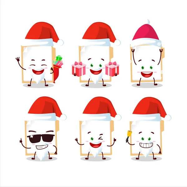 Emoticones de Santa Claus con personaje de dibujos animados de carpeta manila marrón — Vector de stock