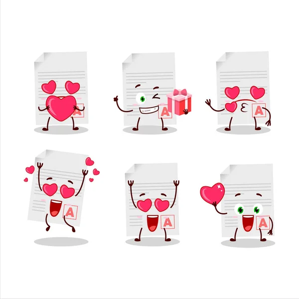 Gradi carta cartone animato personaggio con amore carino emoticon — Vettoriale Stock