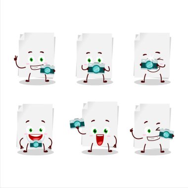 Boş kağıt karikatür karakteri ile fotoğrafçılık mesleği simgesi