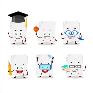 Değişik ifadeleri olan boş kağıt karikatür karakteri okulu öğrencisi.