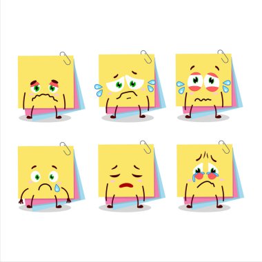 Hüzünlü ifadesi olan yapışkan kağıt karikatür karakteri