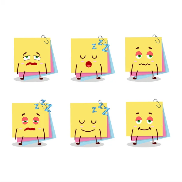 Cartoon character of sticky notes paper with sleepy expression — Stock Vector