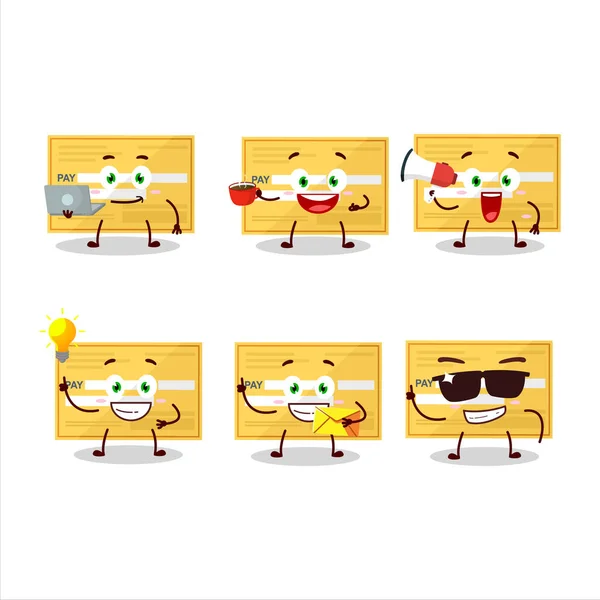 Payment Check Paper Cartoon Character Various Types Business Emoticons Vector — Stock Vector