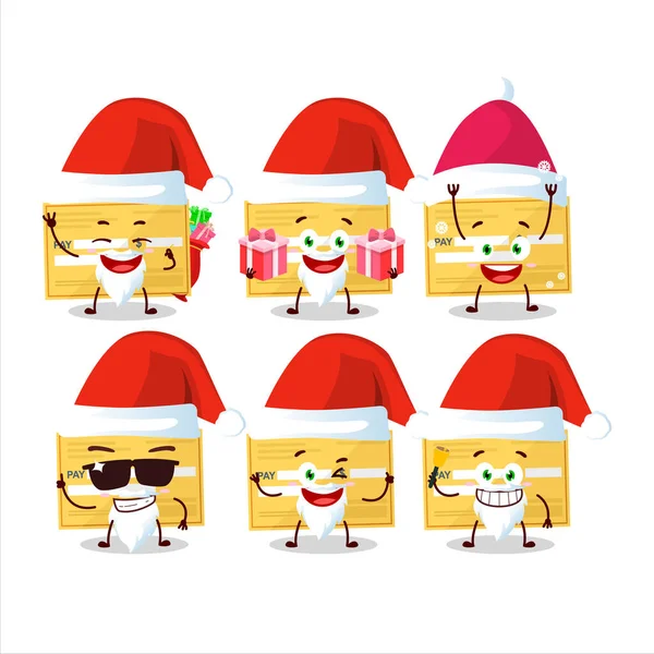 Émoticônes Père Noël Avec Chèque Paiement Personnage Bande Dessinée Papier — Image vectorielle
