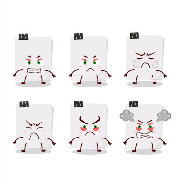 Çeşitli kızgın ifadeleri olan kağıt beyaz çizgi film karakteri.