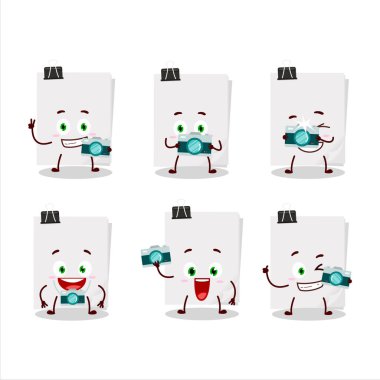 Yapışkan notlarla beyaz çizgi film karakteriyle fotoğrafçılık mesleği simgesi