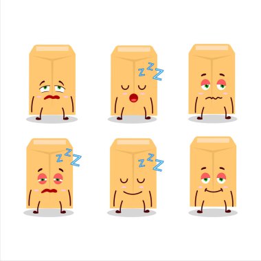 Uykulu ifadeli kahverengi zarfın çizgi film karakteri