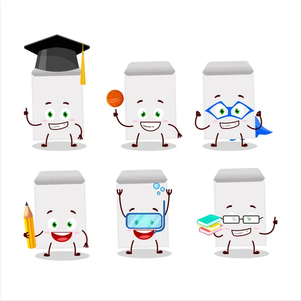 様々な表情を持つ白い封筒漫画のキャラクターの学校の学生 — ストックベクタ