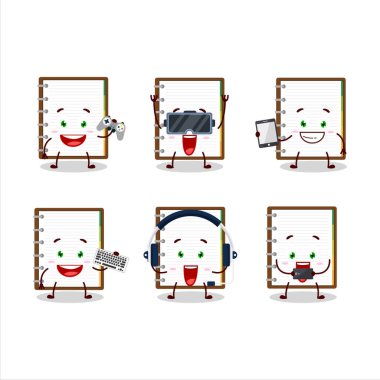 Günlük notları çizgi film karakteri çeşitli şirin ifadelerle oyunlar oynuyor