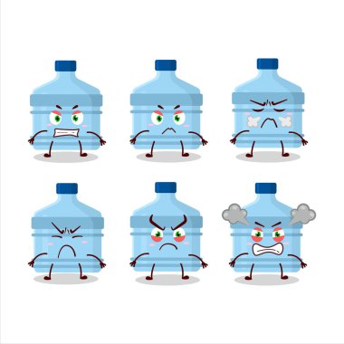 Çeşitli kızgın ifadeleri olan Gallon çizgi film karakteri