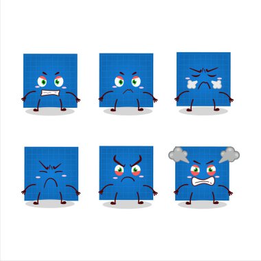 Çeşitli kızgın ifadeleri olan ayrıntılı kağıt karikatür karakteri