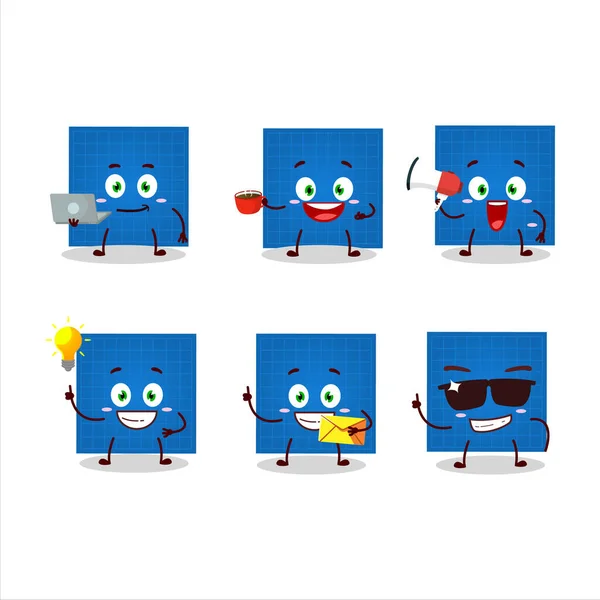 Blueprint Papier Cartoon-Figur mit verschiedenen Arten von Business-Emoticons — Stockvektor