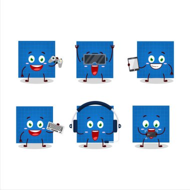 Blueprint kağıt karikatür karakteri çeşitli şirin duygu simgeleriyle oyunlar oynuyor