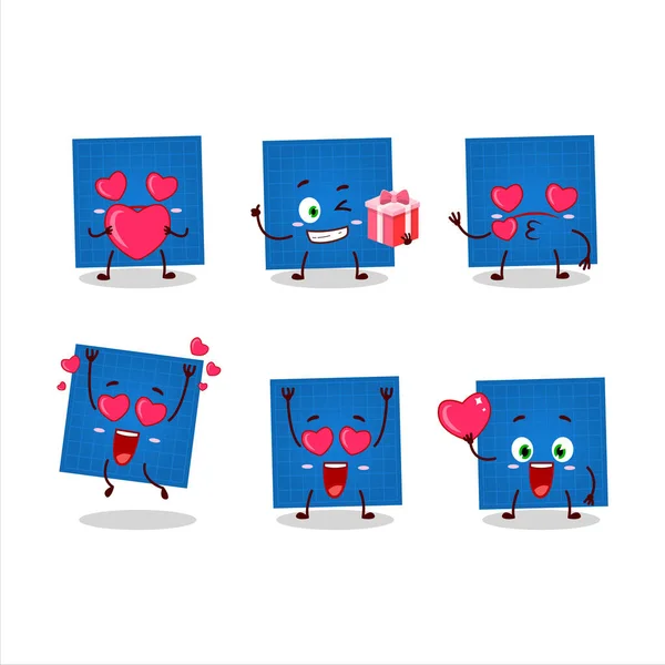 Blueprint papír kreslený postava s láskou roztomilé emotikon — Stockový vektor