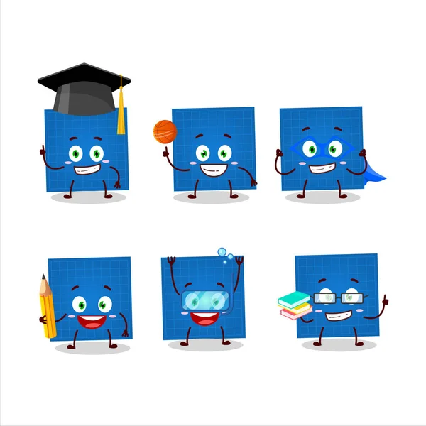 様々な表情を持つ青写真紙漫画のキャラクターの学校の学生 — ストックベクタ