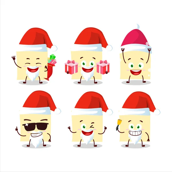 Émoticônes du Père Noël avec des notes collantes jaune pâle personnage de dessin animé — Image vectorielle