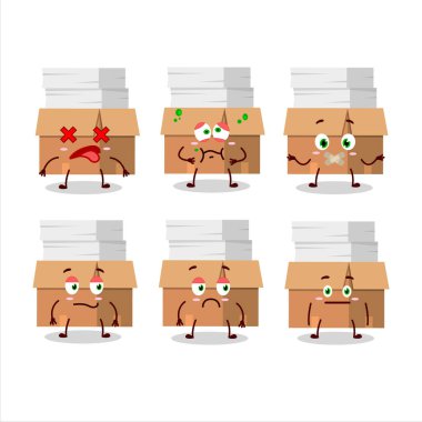 Kağıt çizgi film karakterli, ifadesiz ofis kutuları.