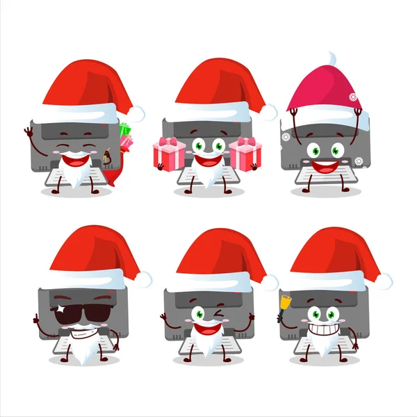 Emoticon Babbo Natale con personaggio dei cartoni animati della stampante — Vettoriale Stock
