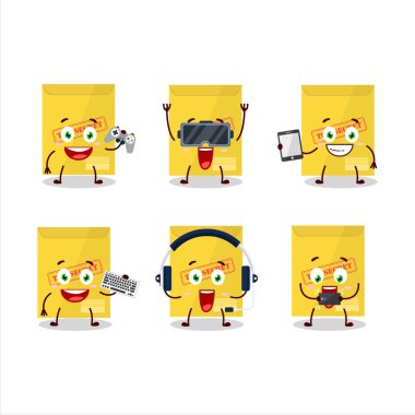 Gizli belge çizgi film karakteri çeşitli şirin duygu simgeleriyle oyunlar oynuyor