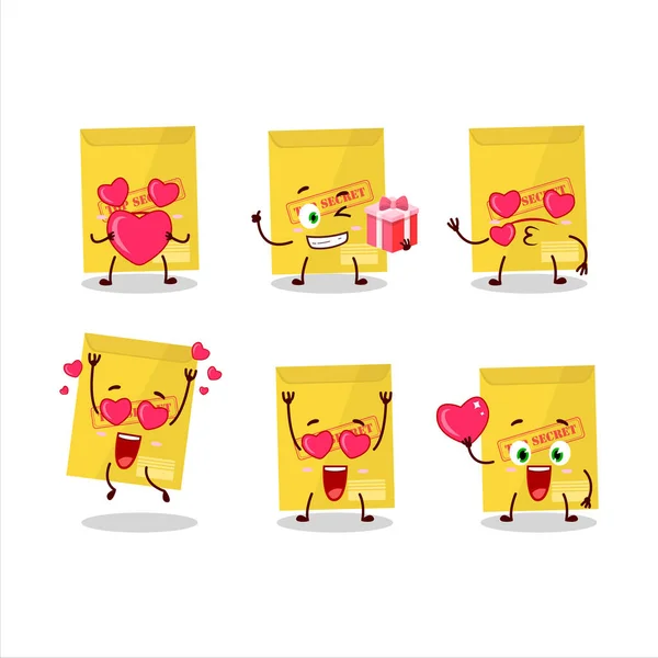 Documento secreto personagem de desenho animado com amor bonito emoticon — Vetor de Stock