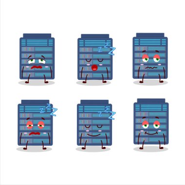 Uykulu ifadeli sunucu bulutunun çizgi film karakteri