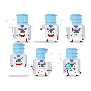 Su soğutuculu çizgi film karakteri bilgi panosunu getirdi. Vektör illüstrasyonu