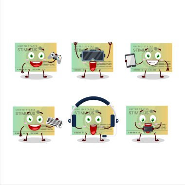 Uyarıcı kontrol çizgi film karakteri çeşitli şirin duygu simgeleriyle oyunlar oynuyor