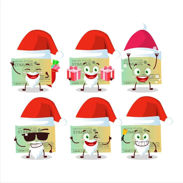 Kerstman emoticons met stimulsus check stripfiguur — Stockvector