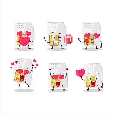 Sim kart çizgi film karakteri. Sevgi ifadesi olan.