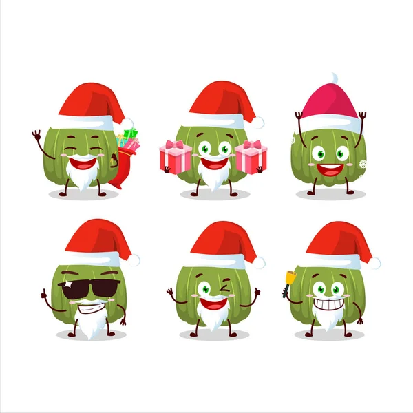 Emoticons vom Weihnachtsmann mit grüner Kürbis-Cartoon-Figur — Stockvektor