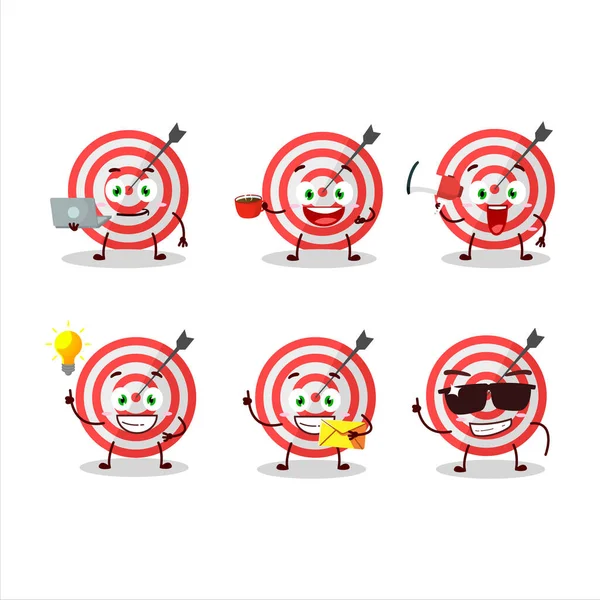 Χαρακτήρας κινουμένων σχεδίων στόχος με διάφορους τύπους emoticons επιχειρήσεων — Διανυσματικό Αρχείο