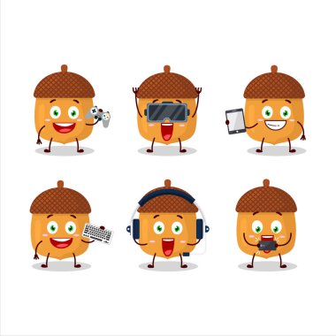 Ceviz çizgi film karakteri çeşitli şirin ifadelerle oyunlar oynuyor.